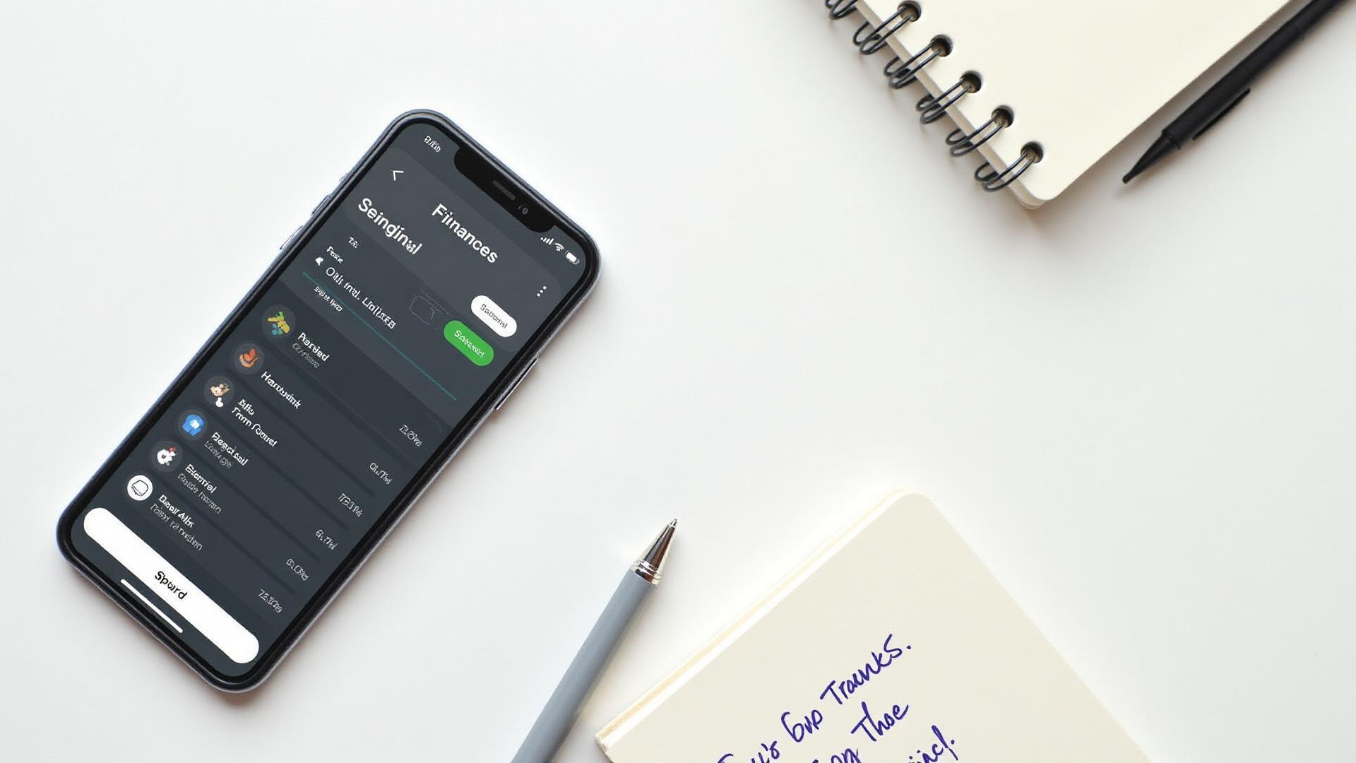 Smartphone showing financial tracking app with spending categories